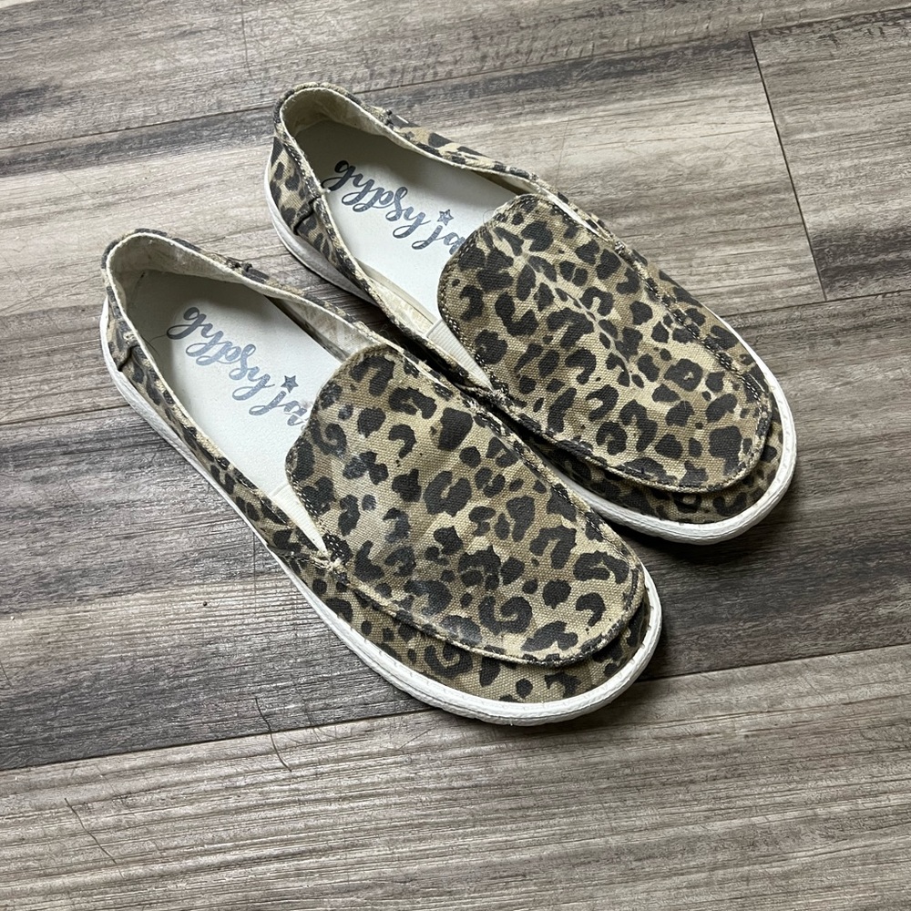 Leopard printed slip ons